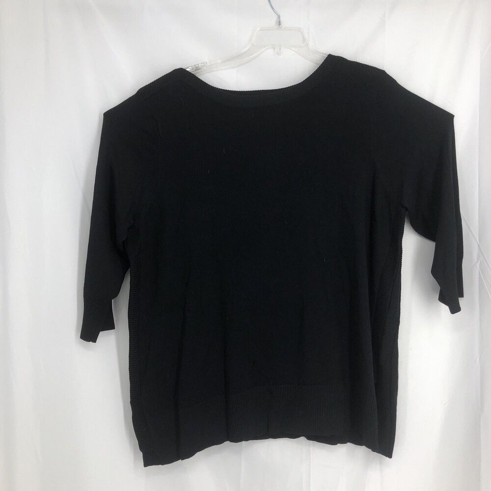 Cable & Gauge Sweater Women’s Black Knit Crew Neck Casual Preppy Sweater 2X